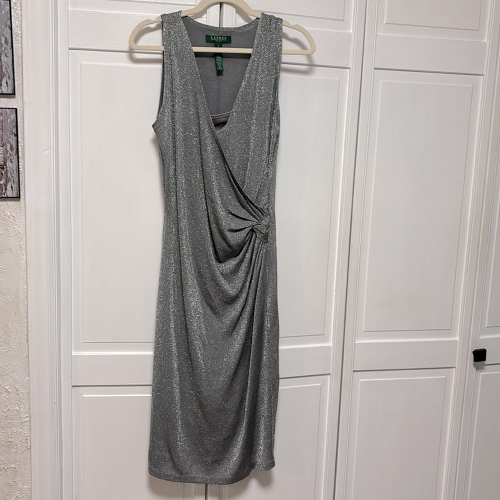 Lauren Ralph Lauren size medium shimmery silver dress. NWOT.